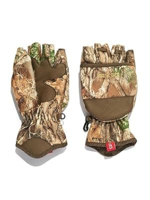 HOT SHOT Men’s Camo Cyclone Stormproof Pop-Top Mittens - Realtree Edge Outdoor Hunting Camouflage