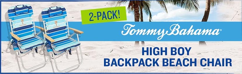 Tommy Bahama Hi-Boy 17" Seat Height 4-Position Lace-Up Suspension Folding Beach Backpack Chair