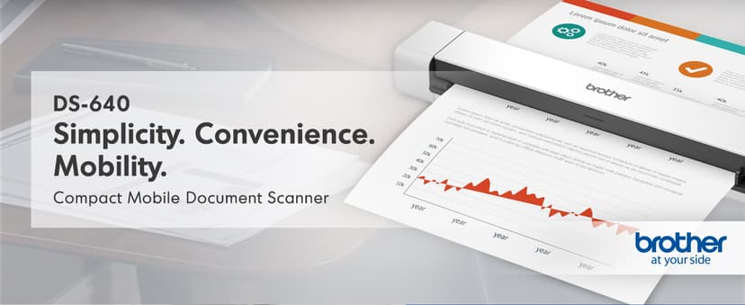 Brother DS-640 Compact Mobile Document Scanner, (Model: DS640) 1.5"x2"x11.9"