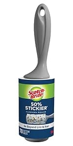 Scotch-Brite Pet Hair Pickup Extra Sticky Lint Roller, Designed for Removing Fur + Fluff on Couches, Clothes, Dog and Cat Beds, & More, 1 Pack, 95 Easy-Tear Adhesive Sheets Total