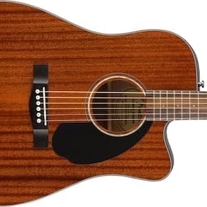 Fender CD-60SCE All-Mahogany Dreadnought Cutaway Acoustic Electric Guitar, with 2-Year Warranty, Fishman Pickup and Preamp System, Natural