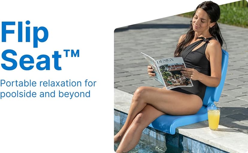 Step2 Foldable Adult Flip Seat, Portable Outdoor Chair for Poolside, Tailgating, Camping, Picnic Chair, Provides Back Support When Sitting on Ground, White