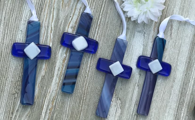 Sentimental Gift for Grandpa from Granddaughter/Grandson for Father's Day/Christmas/Birthday-Handmade in USA Glass Cross-Religious Gift for Grandpa -Gift for Grandfather