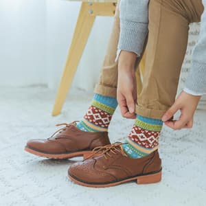 YZKKE 5Pack Womens Vintage Winter Soft Warm Thick Cold Knit Wool Crew Socks, Multicolor, free size