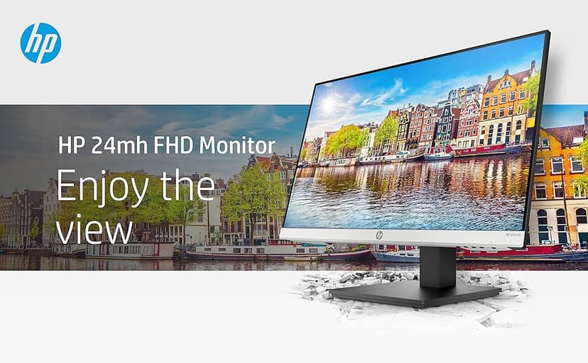 HP 24mh FHD Monitor - Computer Monitor with 23.8-Inch IPS Display (1080p) - Built-in Speakers and VESA Mounting - Height/Tilt Adjustment for Ergonomic Viewing - HDMI and DisplayPort - (1D0J9AA#ABA)