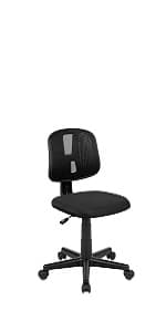 Flash Furniture Alan Low-Back Ribbed Upholstered Vinyl Swivel Desk Chair with Padded Seat, Modern Adjustable Height Padded Office Chair, White