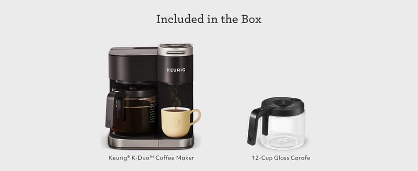 Keurig K-Duo Single Serve K-Cup Pod & Carafe Coffee Maker, with Multiple Brew Sizes, 60oz Removable Reservoir, Programmable Auto Brew Carafe, (Gen 1), Black