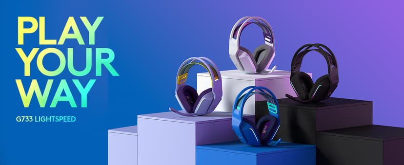 Logitech G733 Lightspeed Wireless Gaming Headset, Suspension Headband, Lightsync RGB, Blue VO!CE Mic, PRO-G Audio – Black, Gaming Headset Wireless, PC, PS5, PS4, Switch Compatible