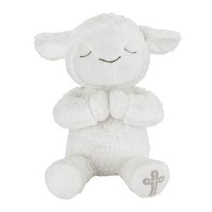 Little Love by NoJo Baptism White Plush Lamb with Praying Hands and Embroidered Cross