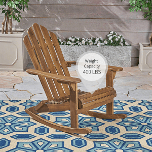 Christopher Knight Home Cara Outdoor Adirondack Acacia Wood Rocking Chair, Dark Brown Finish