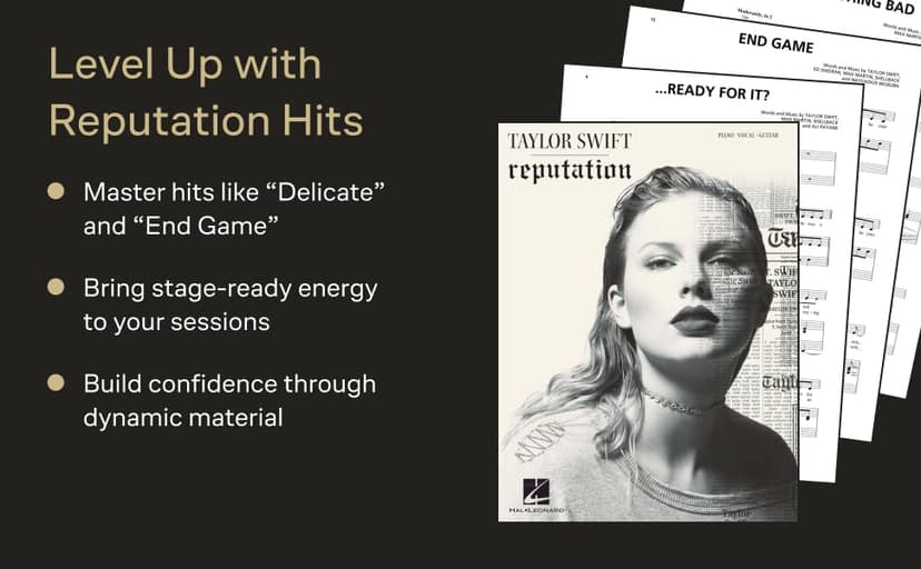 Taylor Swift - Reputation Songbook | Piano, Vocal, Guitar Sheet Music | 15 Songs Including Look What You Made Me Do, Delicate, and More | Hal Leonard Music Book for Beginners and Advanced Players