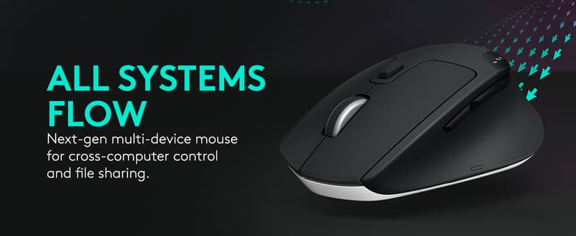 Logitech M720 Triathlon Wireless Mouse, Bluetooth, USB Unifying Receiver, 1000 DPI, 6 Programmable Buttons, 2-Year Battery, Compatible with Laptop, PC, Mac, iPadOS - Black