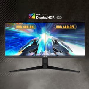 ASUS VG34VQL1B TUF 34 Inch Curved Gaming Monitor - WQHD (3440x1440), 165Hz, 1ms, Extreme Low Motion Blur, FreeSync Premium, Eye Care, Height Adjustable, DisplayHDR 400, DisplayPort, HDMI, USB