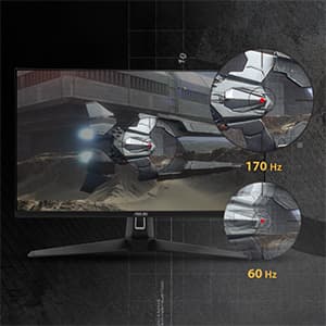 ASUS TUF Gaming 27" 2K HDR Monitor (VG27AQ1A) - QHD (2560 x 1440), IPS, 170Hz (Supports 144Hz), 1ms, Extreme Low Motion Blur, Speaker, G-SYNC Compatible, VESA Mountable, DisplayPort, HDMI