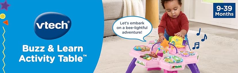 VTech Buzz and Learn Activity Table with Seven Interactive Play Zones, Pink