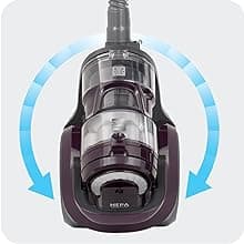 Kenmore Friendly Lightweight Bagless Compact Canister Vacuum with Pet Powermate, HEPA, Extended Telescoping Wand, Retractable Cord and 2 Cleaning Tools, Eggplant