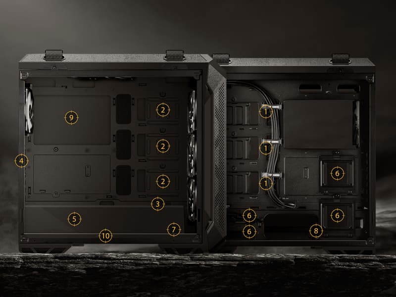 ASUS TUF Gaming GT501 Mid-Tower PC Case for up to EATX Motherboards with USB 3.0 Front Panel, Smoked Tempered Glass, Steel Construction, and Four Case Fans