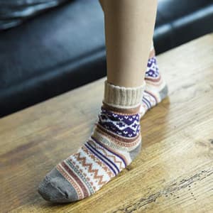 YZKKE 5Pack Womens Vintage Winter Soft Warm Thick Cold Knit Wool Crew Socks, Multicolor, free size