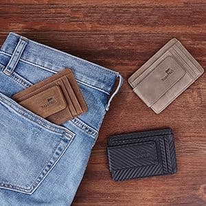 Toughergun Slim Wallet for Men RFID Blocking Money Clip, Minimalist Front Pocket Credit Card Holder, Magnetic Thin Mens Wallets with ID Window