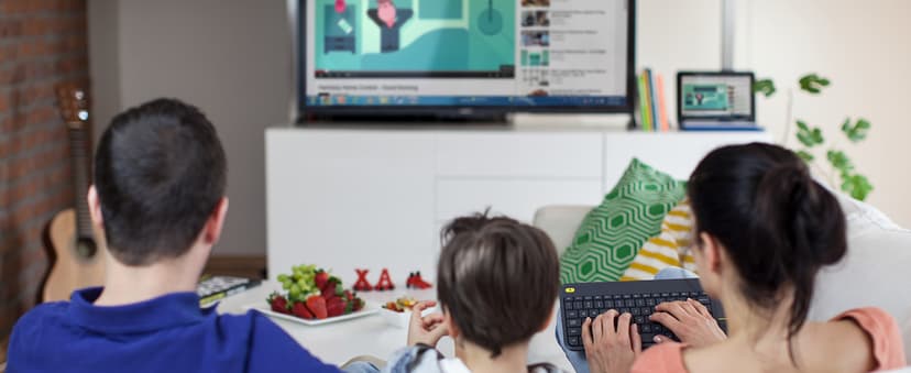 Logitech K400 Plus Wireless Touch TV Keyboard with Easy Media Control and Built-in Touchpad, HTPC Keyboard for PC-Connected TV, Windows, Android, ChromeOS, Laptop, Tablet - Black