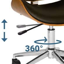 Armen Living Daphne Office Chair in Black Faux Leather and Chrome Finish, 33" x 21" x 20"
