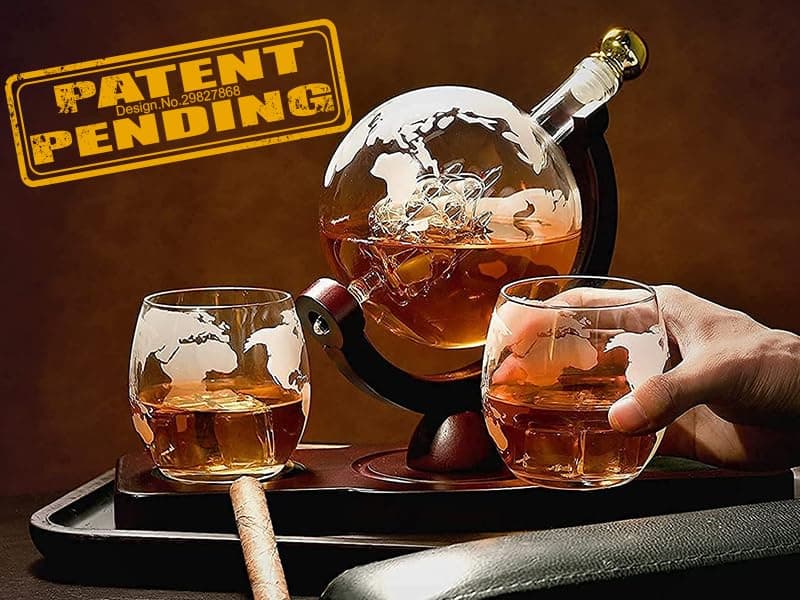 Gifts for Men Dad Husband from Wife Daughter Son, Unique Christmas Anniversary Birthday Gifts for Him, Whiskey Decanter Globe Set with 2 Glasses, Bourbon Scotch Liquor Cool Stocking Stuffers Presents