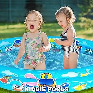 3 Rings Kiddie Pool for Toddler, 48”X12”,Kids Swimming Pool, Inflatable Baby Ball Pit Pool, Small Infant Pool (Blue)