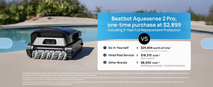 Beatbot AquaSense 2 Pro Cordless Robotic Pool Cleaner, Unmatched 5-in-1 Cleaning, Surface Parking, Skimmer with APP Control, Water Clarification, for Pools up to 3,875 Sq.ft – Obsidian