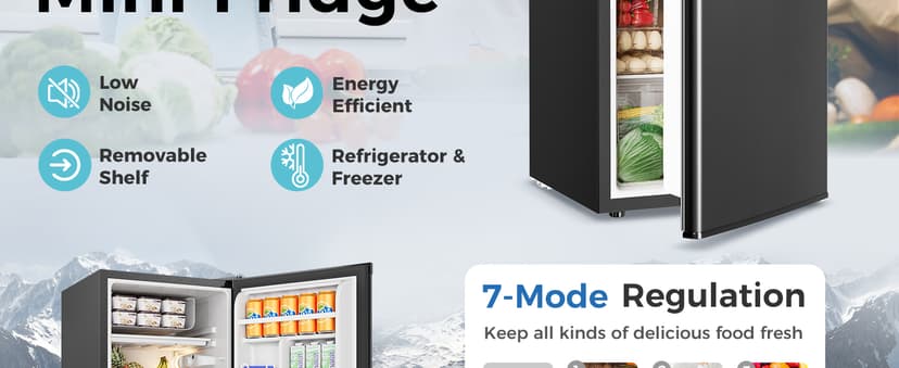 Feelfunn Mini Fridge with Freezer - 3.2 Cu.Ft Single Door Mini Refrigerator with Adjustable Thermostat, Small Fridge for Bedroom, Apartment, Dorm - Black