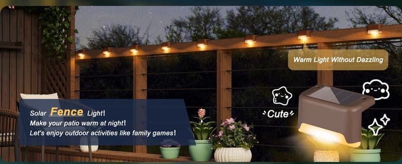 SOLPEX Solar Deck Lights Outdoor 16 Pack, Solar Step Lights Waterproof Led Solar lights for Outdoor Stairs, Step , Fence, Yard, Patio, and Pathway(Warm White)