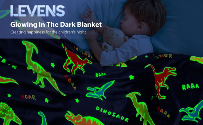 Dinosaur Gifts Toys for Boys Girls - Glow in The Dark Dino Blanket Best Christmas Birthday Valentines Easter Presents for Kids Age 1 2 3 4 5 6 7 8 9 10 Year Old Child Teen Toddler Soft Throw 50"x60"