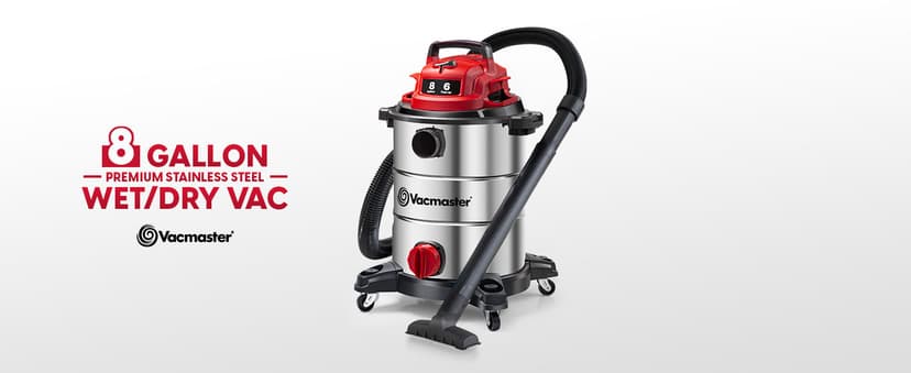 Vacmaster VOC812SF 1101 8-Gallon Premium Stainless Steel Wet/Dry Vacuum, Red Edition, 8 Gal