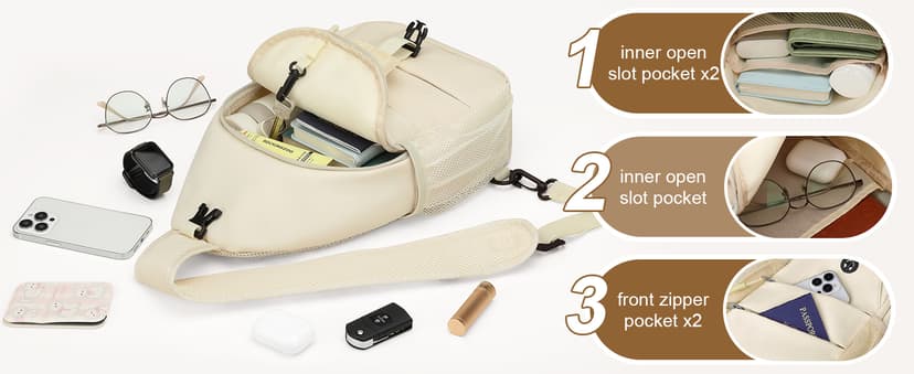 Pritent Crossbody Bags for Women Men Trendy Sling Bag Backpack Casual Chest Bag with Convertible Shoulder Strap