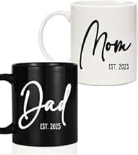 Breezy Valley Best Mom Dad Gift Set, Mom and Dad Coffee Mugs, Christmas Gifts for Parents Birthday Gifts from daughter Son, Anniversary Present for Parents