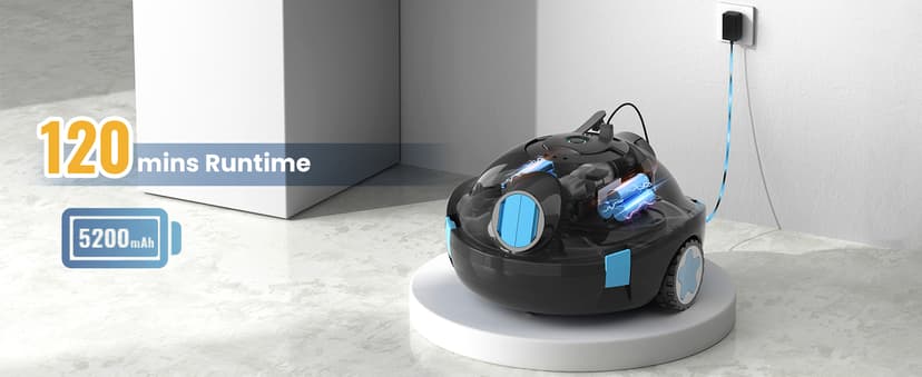 Y10 Cordless Robotic Pool Cleaner, Automatic Pool Vacuum - Ultra Long Battery Life, Powerful Suction, Self-Parking, Lightweight for Above/Inground Pools Up to 65ft/1100 Sq.Ft (Obsidian)