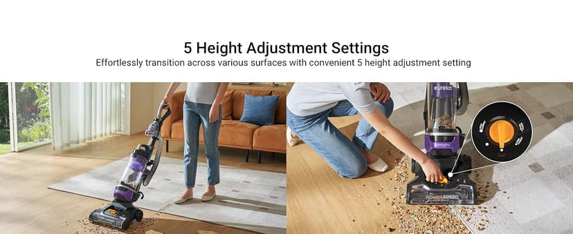 Eureka Powerful Lightweight Upright Vacuum Carpet and Floor, PowerSpeed NEU202 with Automatic Cord Rewind, Purple