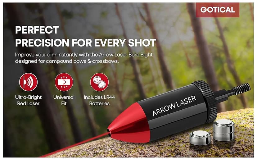 GOTICAL Arrow Laser Sight Tactical Archery Bore Sight Red Dot Laser for Compound Bow Crossbow Boresighter Sight Tool for Target