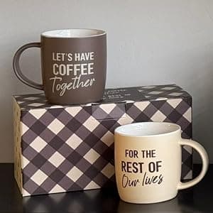 Engagement Wedding Gifts for Couple, Bride & Groom, Newlywed, Bridal Shower, His and Hers, Mr and Mrs, Christmas, Valentine's Triple Gifffted Lets Have Coffee Together Mug Set For Couples, 13oz Ceramic B0DP5GFK31