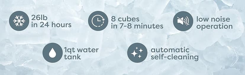 Igloo Portable Ice Maker with Scoop & Basket- Ice Maker with LED Control Panel & 1.5 Quart Water Tank-Ice Cube Maker Produces 26 Lbs. of Ice in 24 Hours With 8 Large or Small Cubes In 7 Minutes- Black