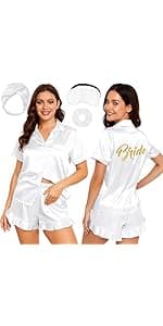 EPLAZA Women's One Size Silver Rhinestones Bride Bridesmaid Short Satin Robes for Wedding Party Getting Ready