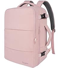 Taygeer Travel Backpack for Women, Carry On Backpack with USB Charging Port & Shoe Pouch, TSA 15.6inch Laptop Mochila Flight Approved, Nurse Bag Casual Daypack for Weekender Business Hiking, Pink