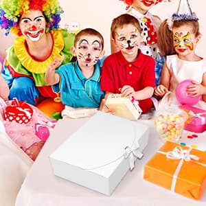 10 PCS Gift Boxes with Lids, 10.6x7.8x3.1 Inch Kraft Paper Gift Box, White with Ribbon, Bridesmaid Proposal Box for Wedding, Packaging, Present, Birthday, Cupcake