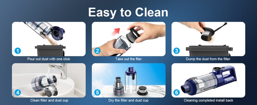 MONOZEL Handheld Vacuum Cordless - Car Vacuum Cleaner with Brushless Motor, 15kPa Powerful Suction Vacuum with LED Light, Type C Port, 2 Fliters, Portable Hand Vacuum for Home, Pet and Car