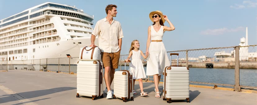 TAKUMI Luggage Sets 5 Piece Lightweight Carry On luggage with Duffel Bag ABS+PC Hardshell Suitcases with YKK zippers Double Spinner Wheels Travel Luggage with TSA Lock(GREY PINK, 5 PIECE SET)