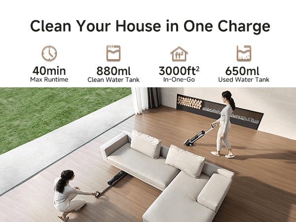 DREAME H14 Pro Wet Dry Vacuum Cleaner, 180° Lie-Flat Vacuum Mop, 140°F Washing and Fast Hot Air Drying, Powerful 18kPa Suction Floor Cleaner Machine, Easy GlideWheel Movement, Smart App Control