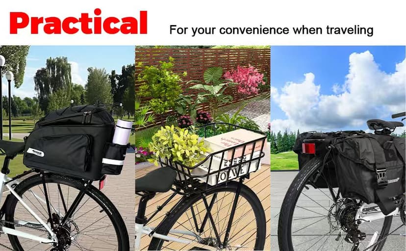 Bike Rear Rack Aluminum: Fits Most 26-29" No Disc Brake & Some Disc Brake Bikes (See The Image Gallery to Check Compatibility), 60lbs Capacity Bike Cargo Rack, Assembly