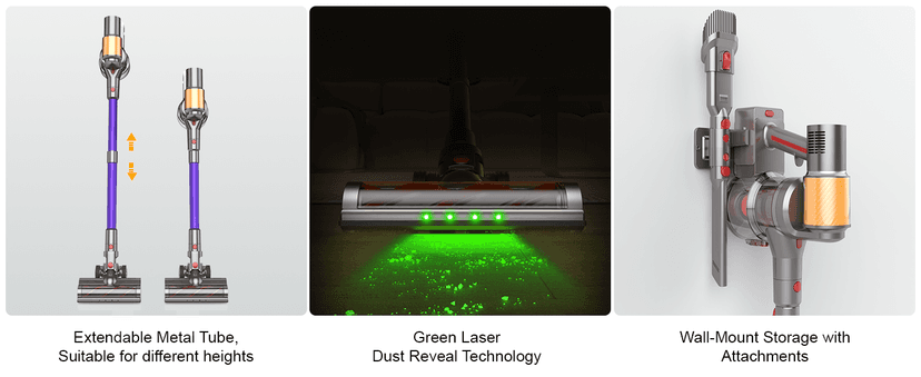 Cordless Vacuum Cleaner, 2 Batteries 120 Mins Runtime, 600W 50KPA Stick Vacuum with Self-Standing, Tangle-Free Brush, LED Display, Vacuum Cleaner for Home Hardwood Floor, Carpet, Pet Hair