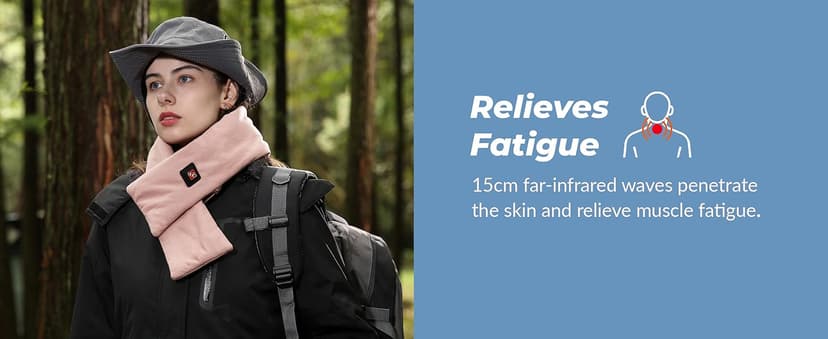 Genovega Women Men Heated Scarf with 6000mAh Battery,Portable Power Bank for Long Lasting Graphene Heating,Winter Warm Gifts