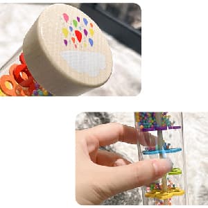 Rain Stick Montessori Baby Toys for 6-12 Months 1 Year Old, Wooden Rainmaker Infant Musical Sensory Toy, Baby Shower Gift for Newborn Toddler Boys Girls, 7.7" B0CJRKHYRJ