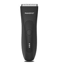 MANSPOT Manscape Groin & Body Hair Trimmer for Men, Electric Ball Pubic Trimmer Shaver,Manscape Kit with 4 Guard,Replaceable Ceramic Blade Heads,Waterproof Wet/Dry Shaver,90 Minutes Shaving